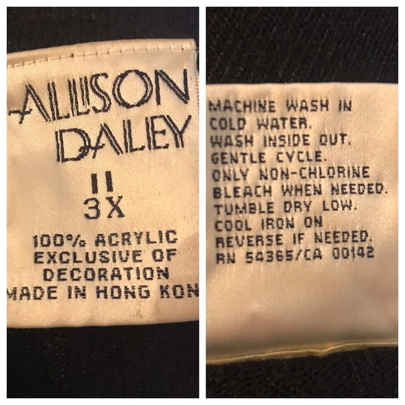 Allison Daley Beaded Pearl Black Sweater Plus 3X - Picture 8 of 8